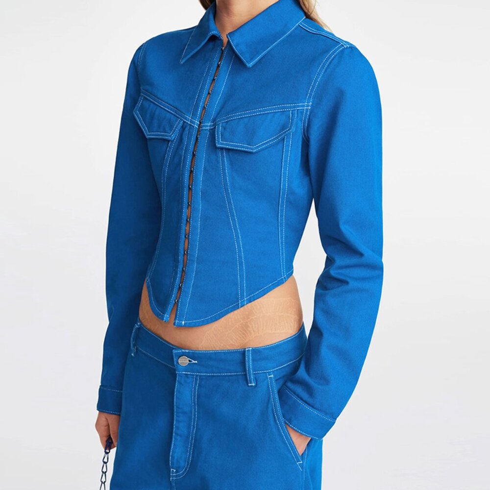 Royal Blue Mini Hookeye Collared Jacket - Picture 3 of 5